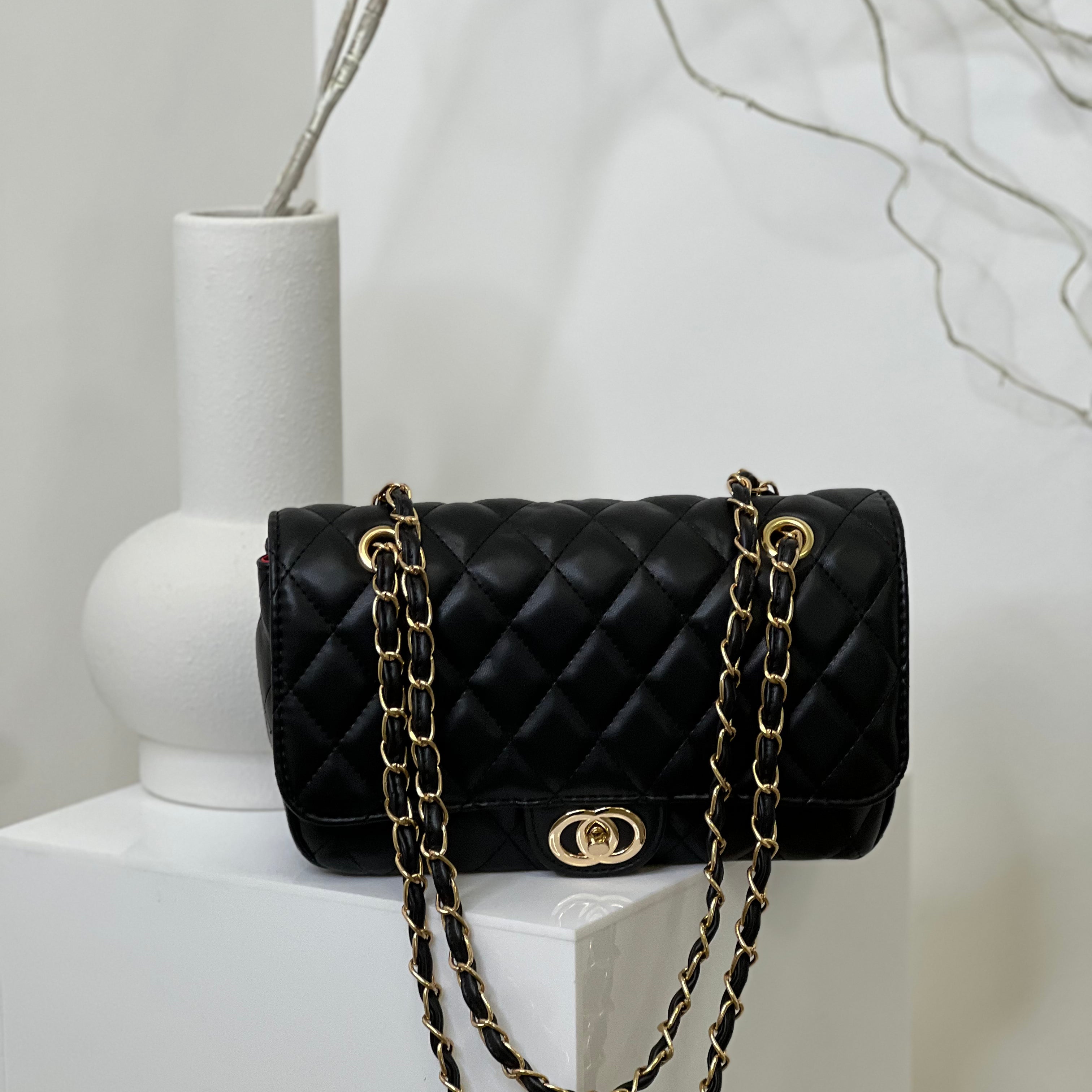 “Coco” Quilted Bag with Gold Chain