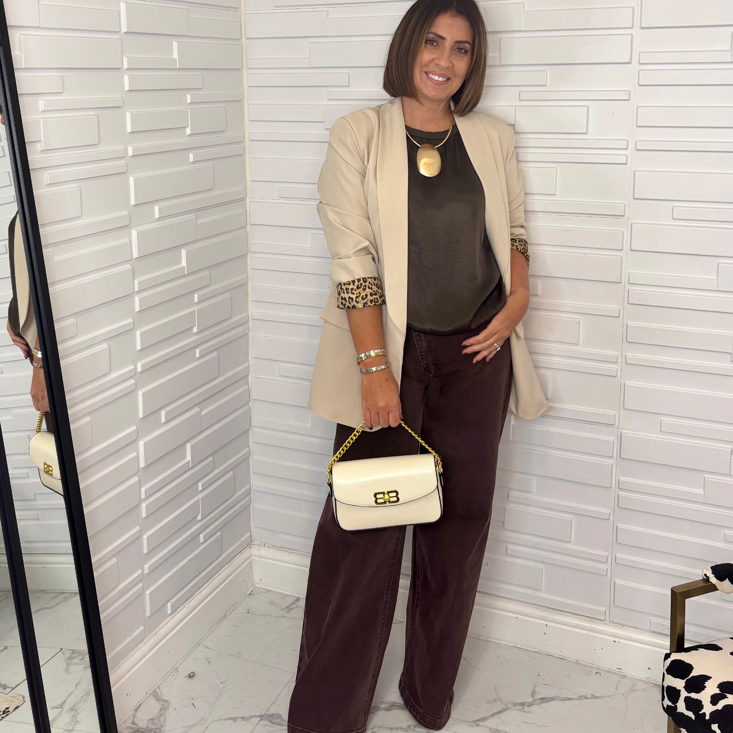 “Jo” Leopard Trim Blazer