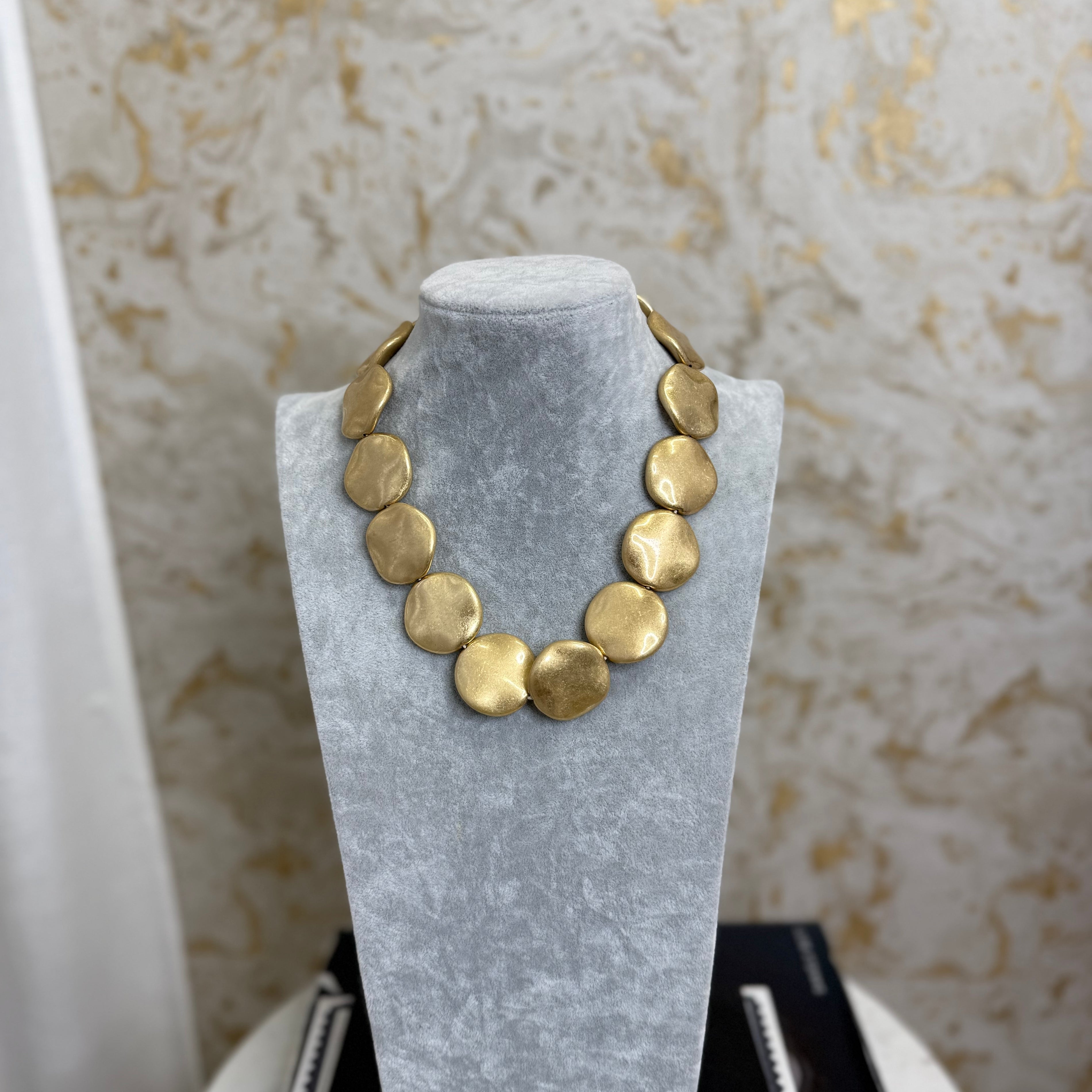 Brushed Metal Pebble Statement Chain