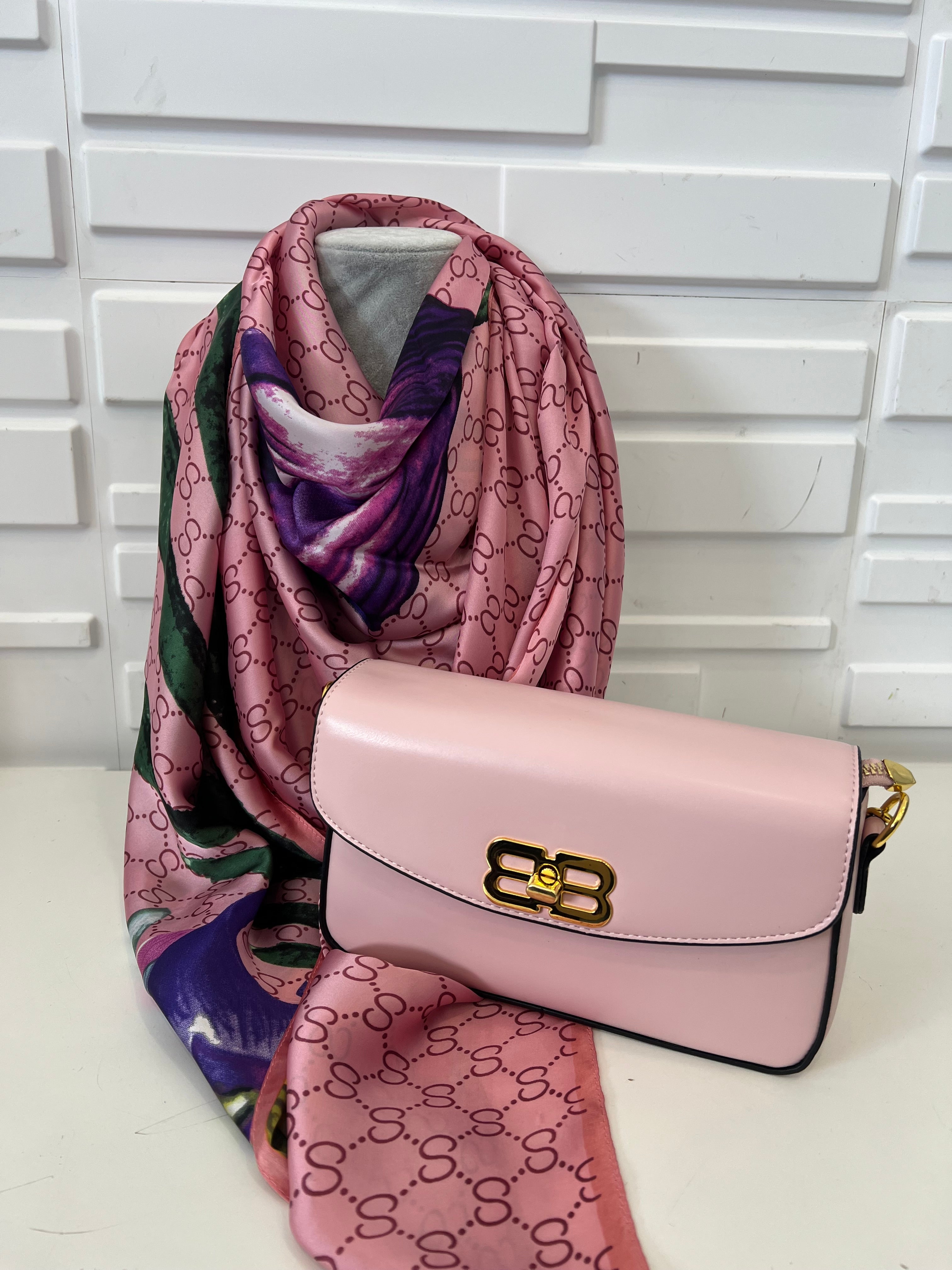 Mixed Pink Silk Feel Scarf