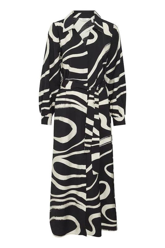 Swirl Belted Midi Shirt Dress By B.Young