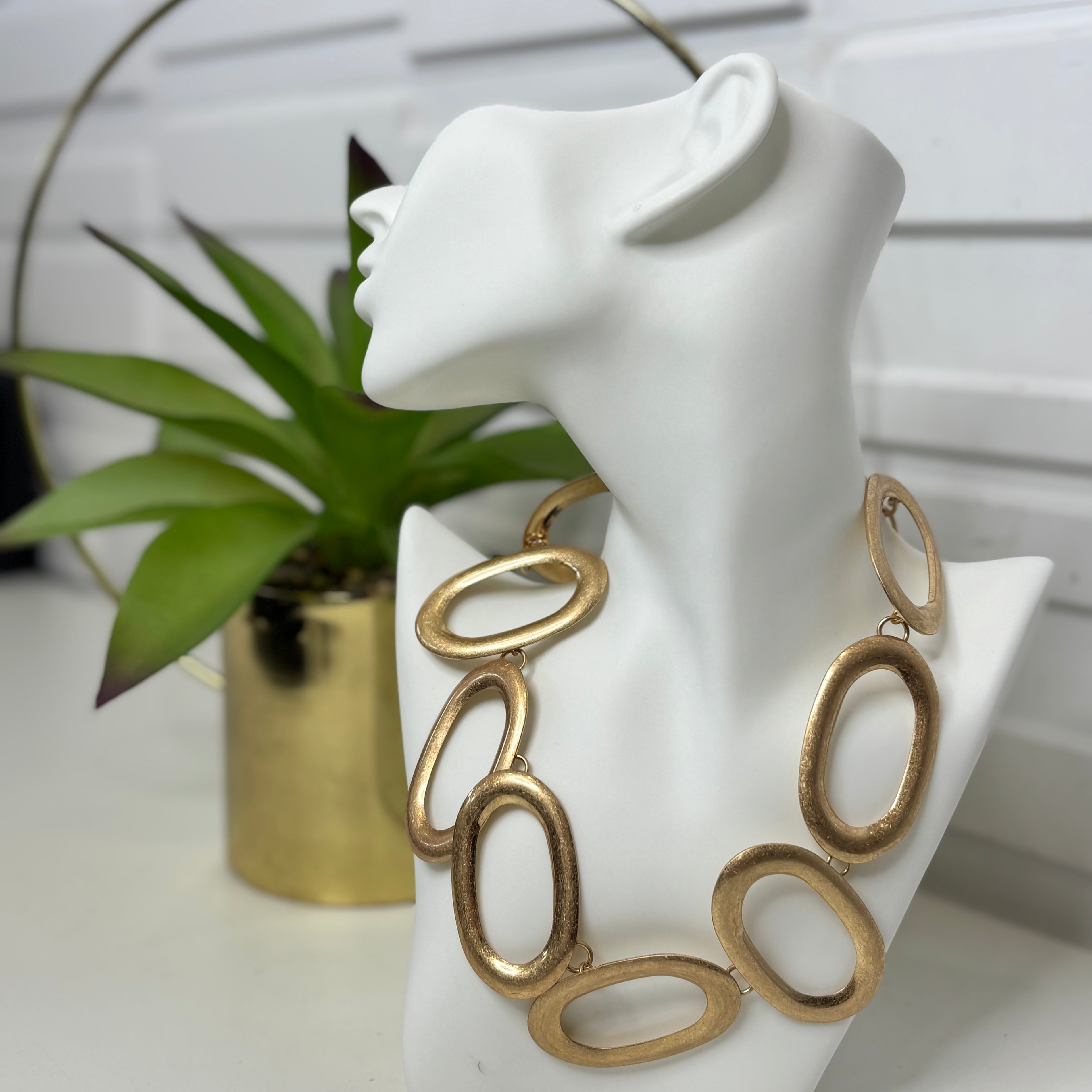 Offset Oval Statement Necklace