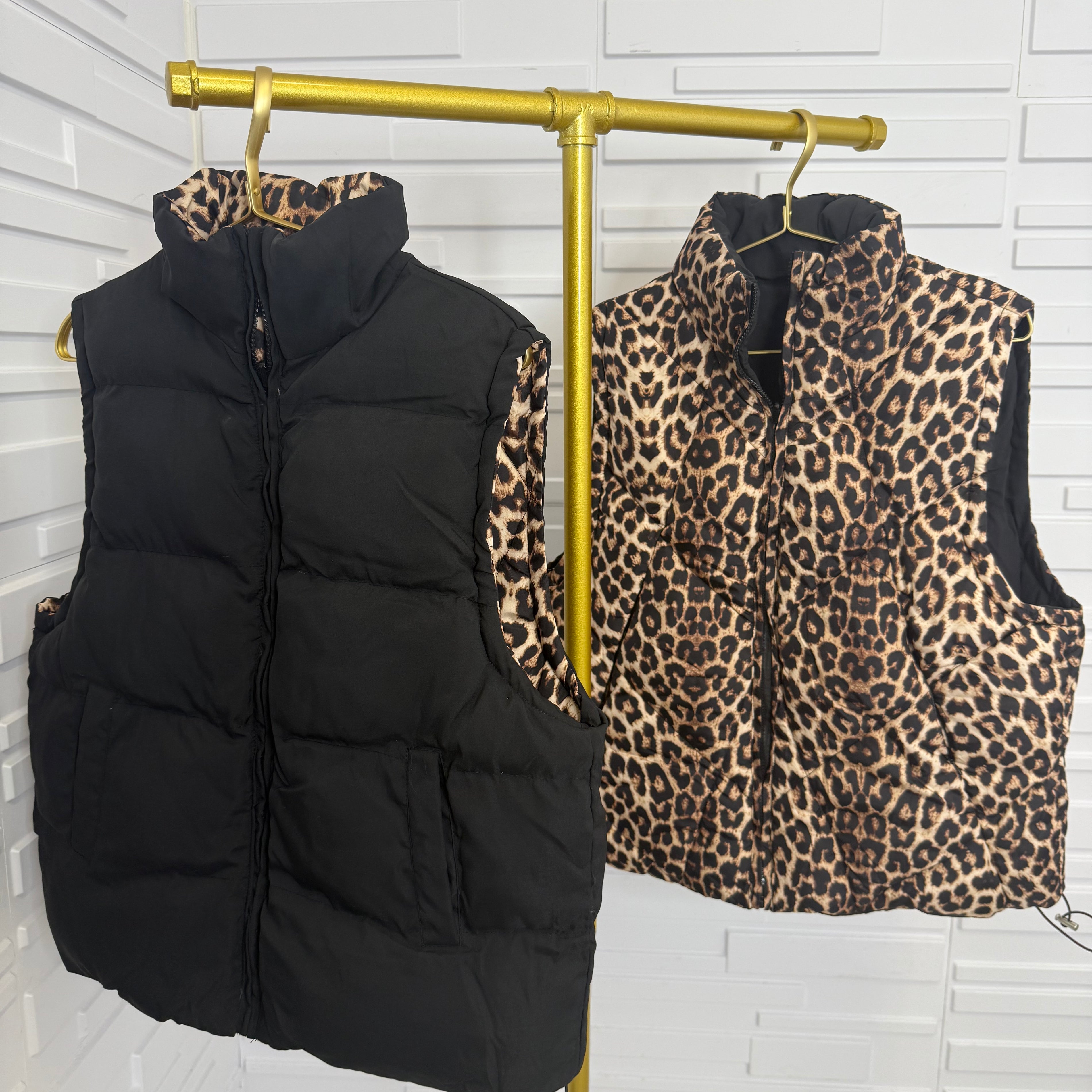 “Lottie” Reversible Leopard Gillet