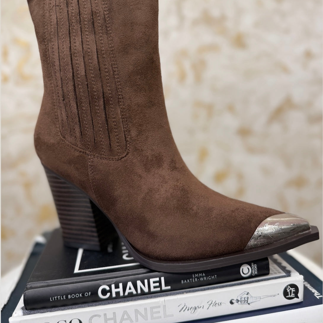 “Caley” Suede Cowboy Boot