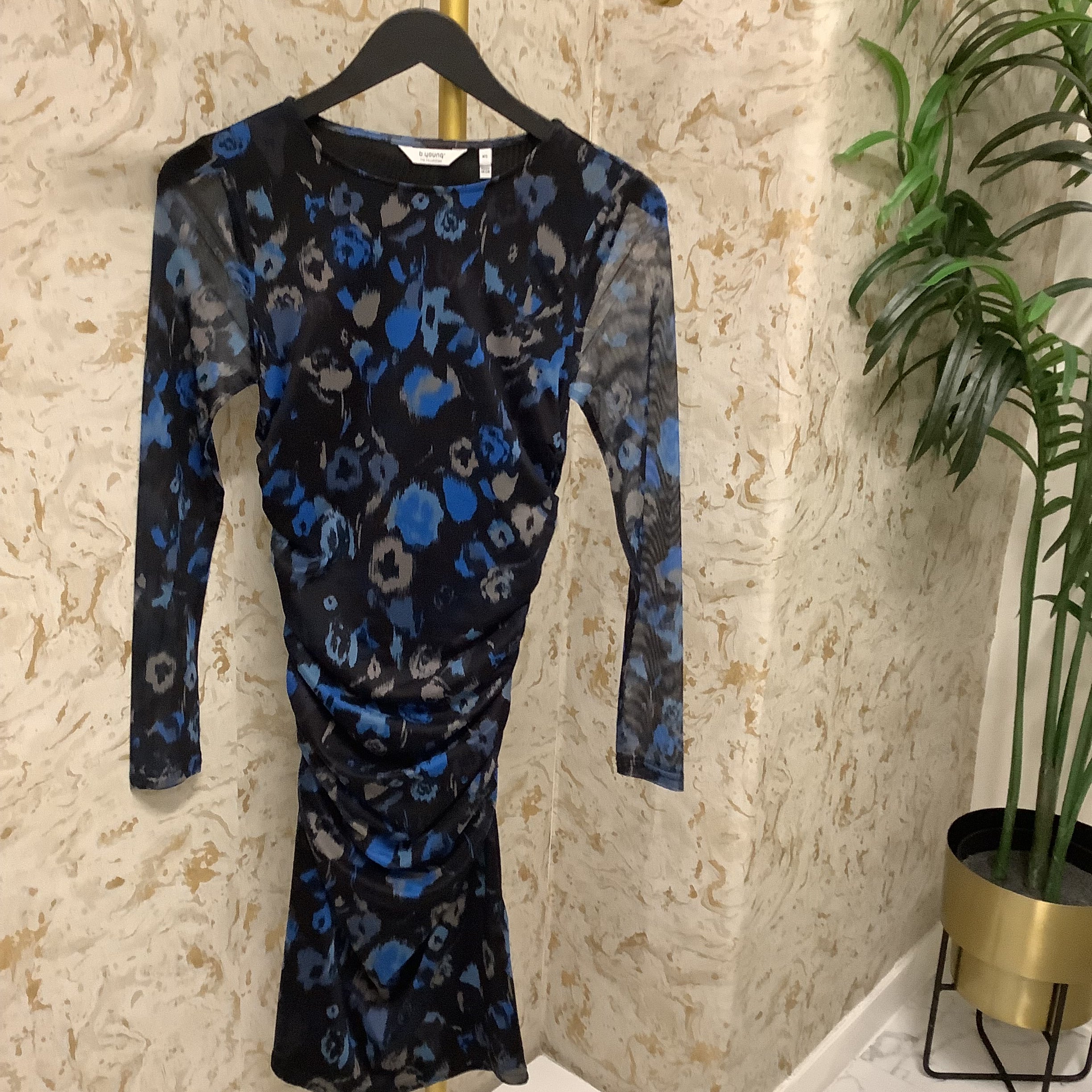 ICHI Mesh Rushed Dress