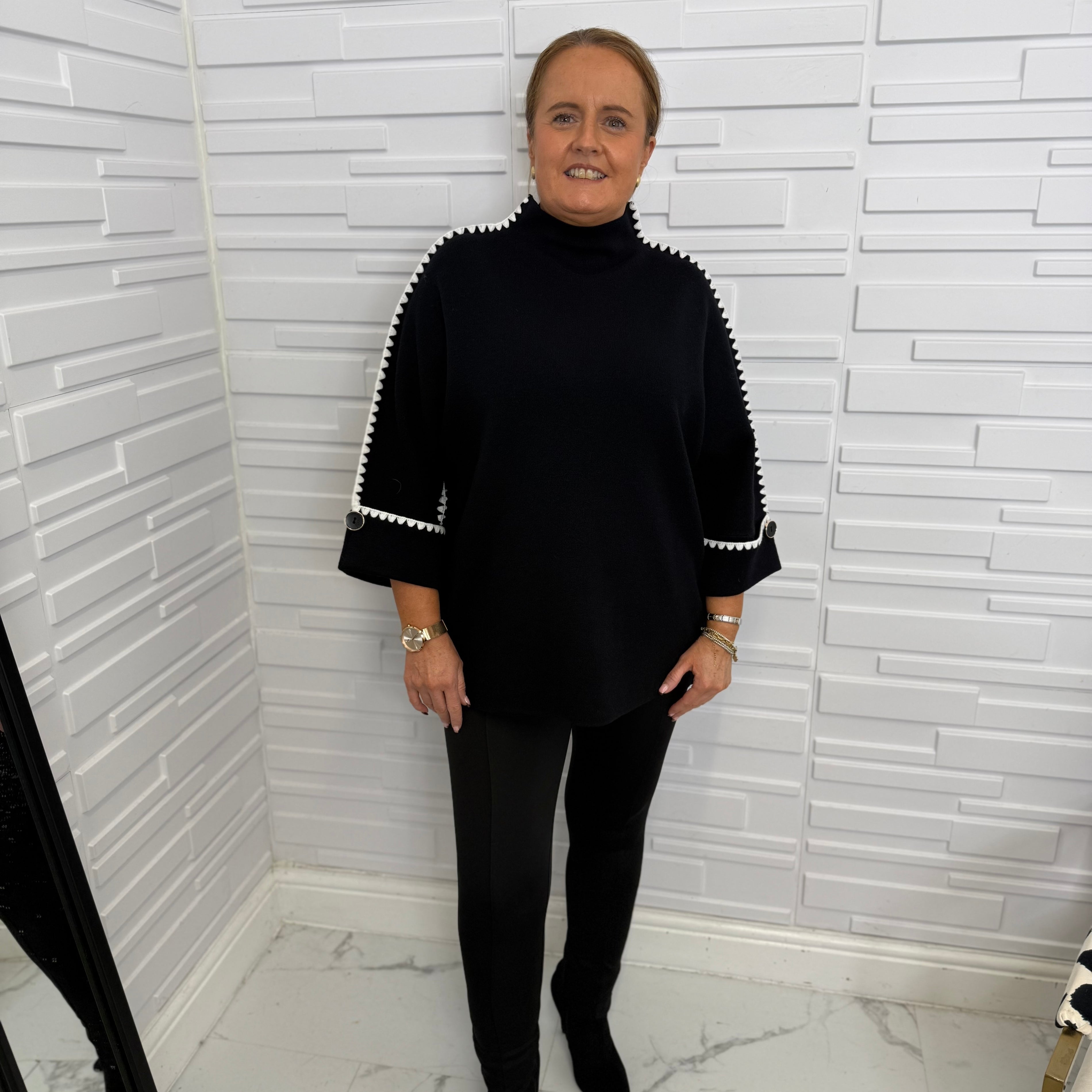 “Maddie” Soft Turtleneck Knit with Trim