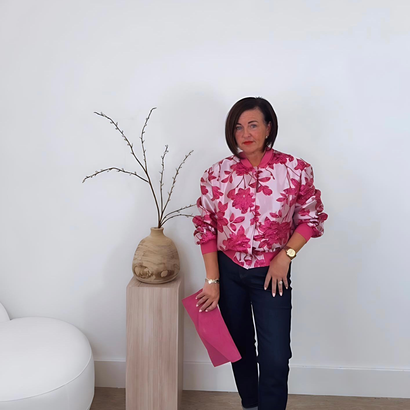 “Lottie” Embossed Floral Bomber