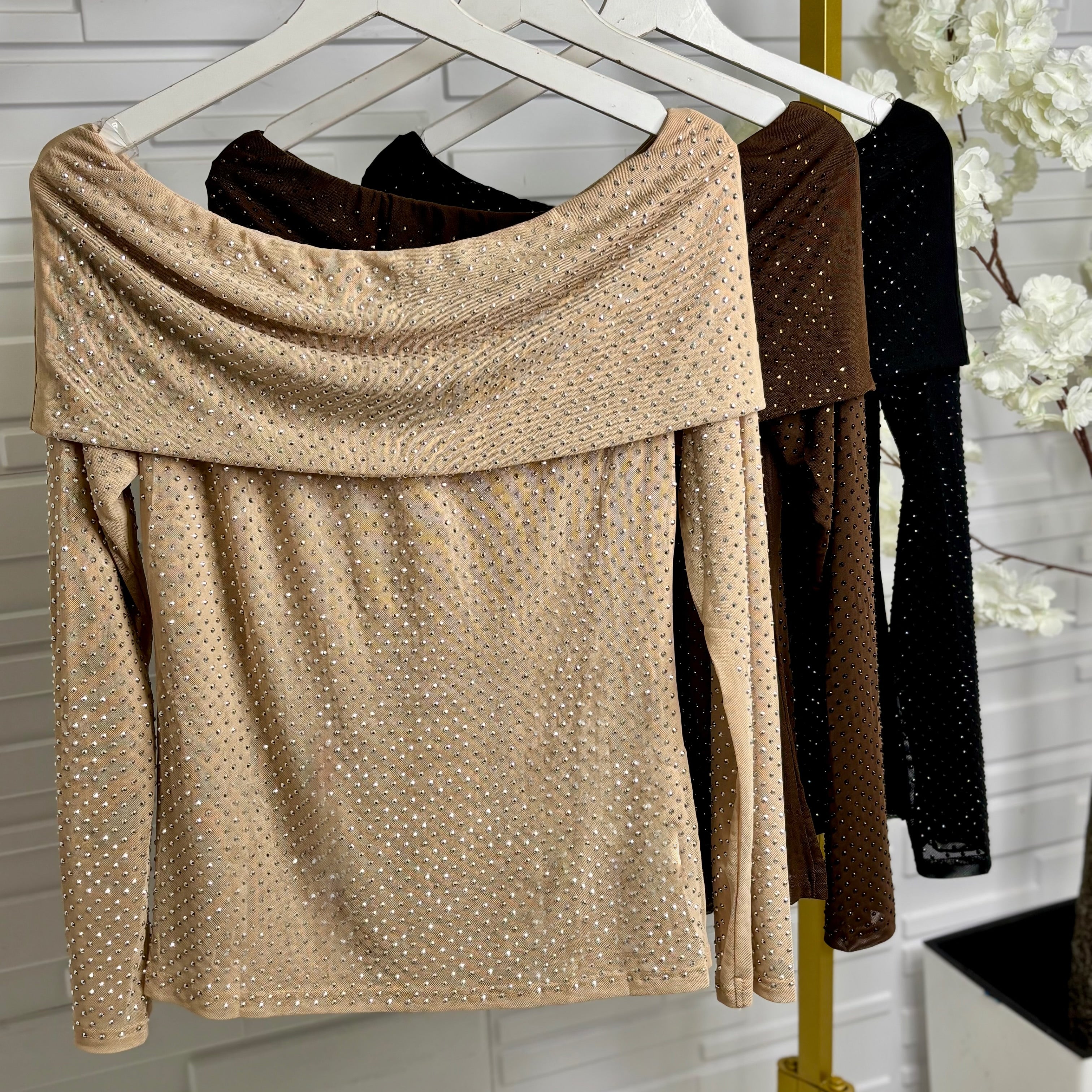 “Tilly” Bardot Sparkle Top