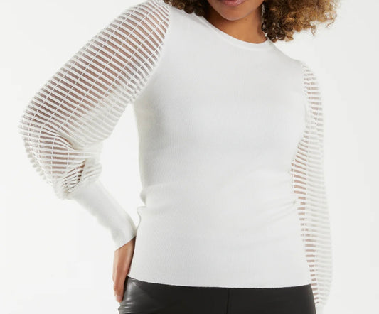 “Betsy” Mesh Puff Sleeve Knit