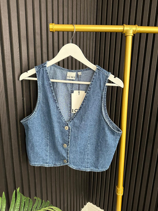 Cropped Denim Waistcoat by B.Young