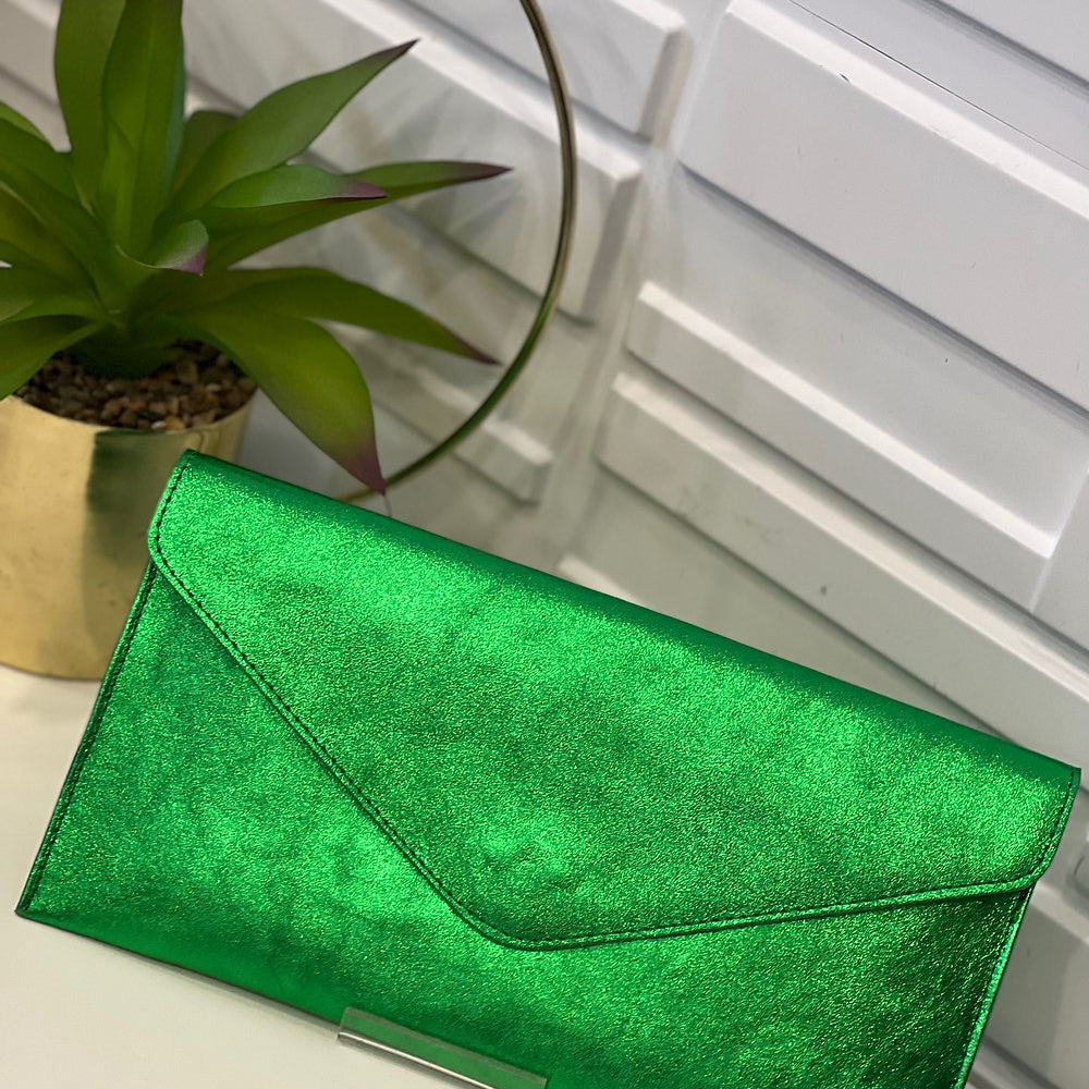 Metallic Leather Clutch