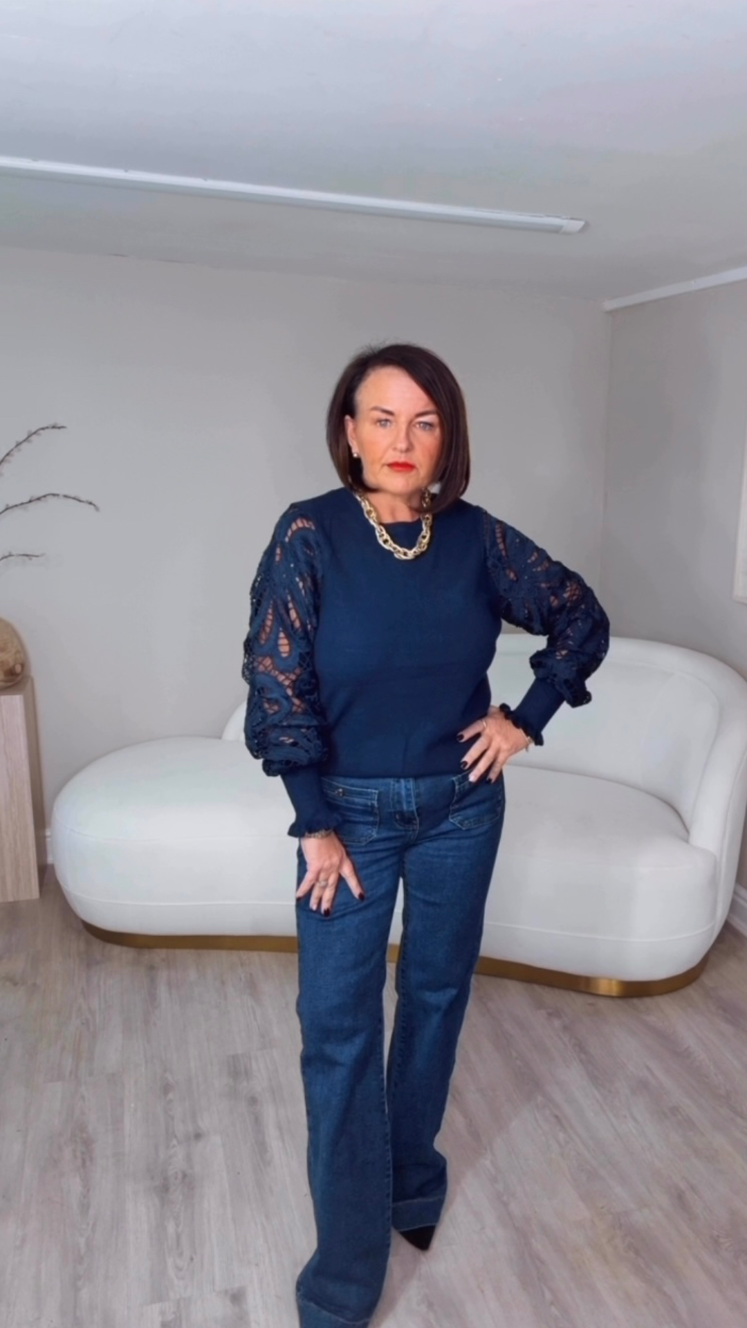 “Amanda” Crochet Sleeve Knit