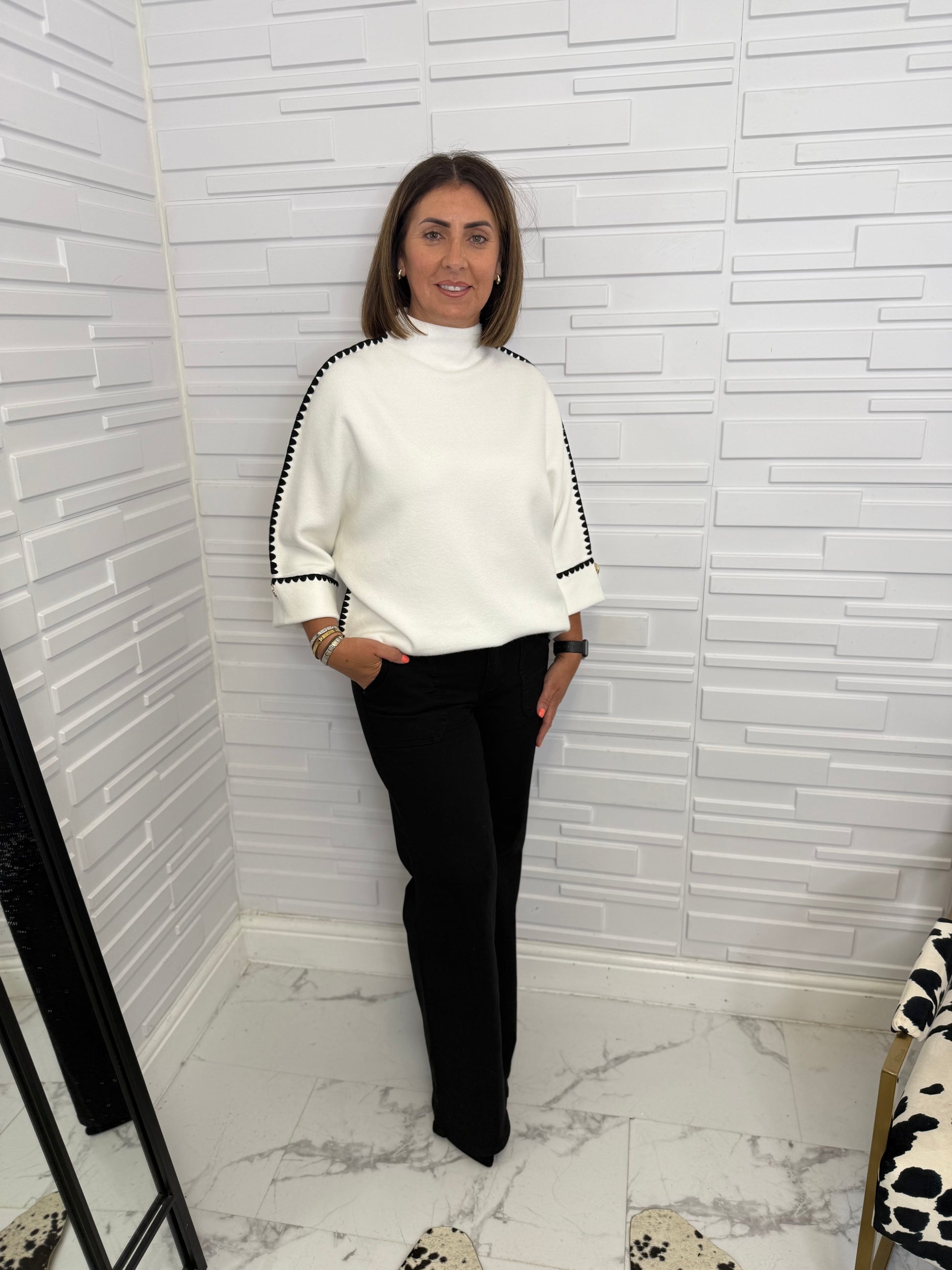 “Maddie” Soft Turtleneck Knit with Trim