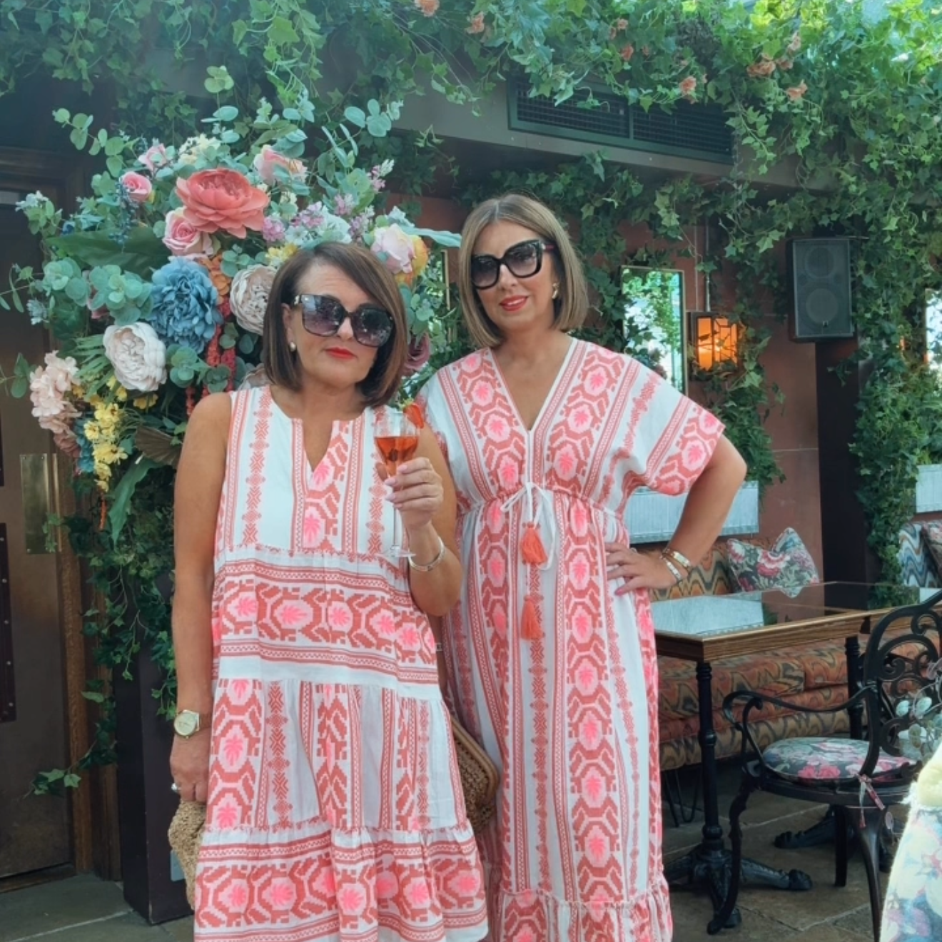 “Petra” Pink Jacquard Tiered Dress