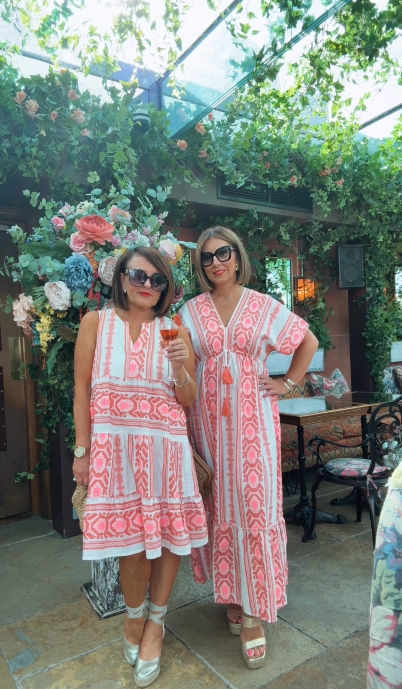 “Petra” Pink Jacquard Tiered Dress