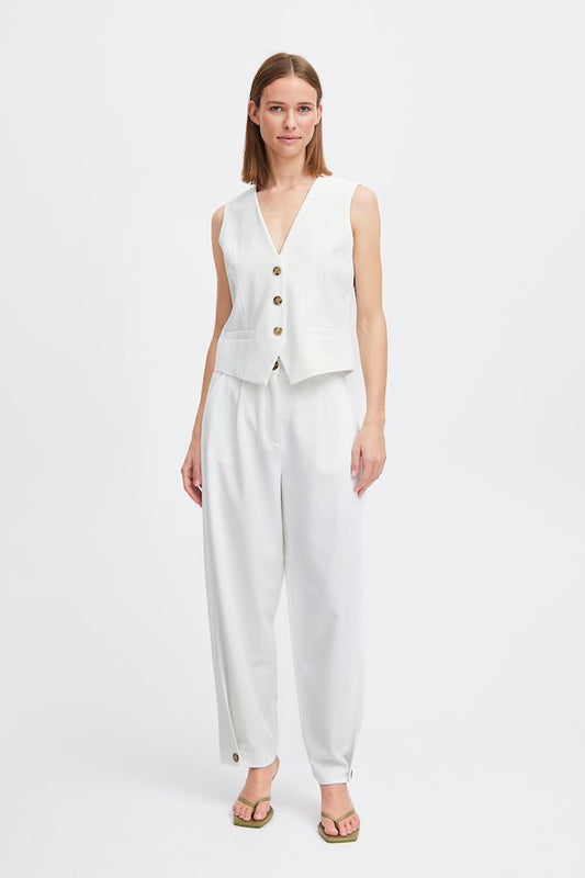 White Tailored Trousers with Ankle Detail by b.young