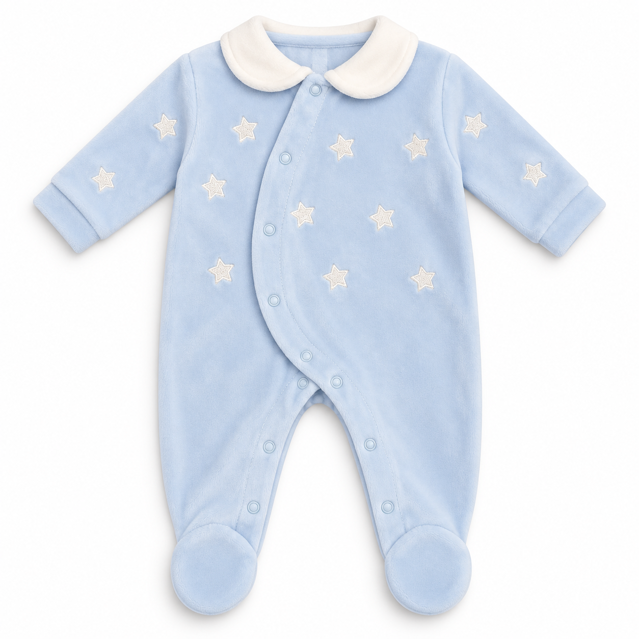 Blue Star Velour Sleepsuit