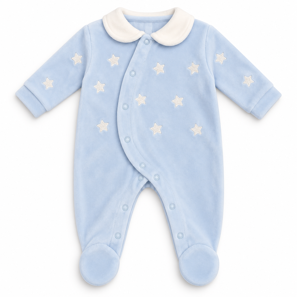 Blue Star Velour Sleepsuit