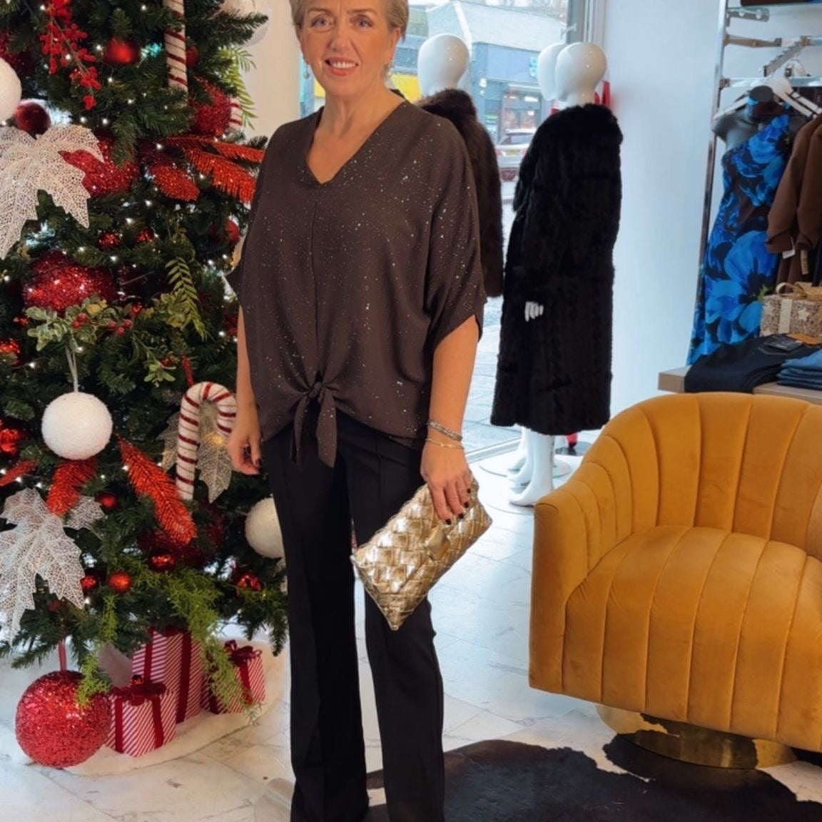 “Evie” Sparkle Tie Top