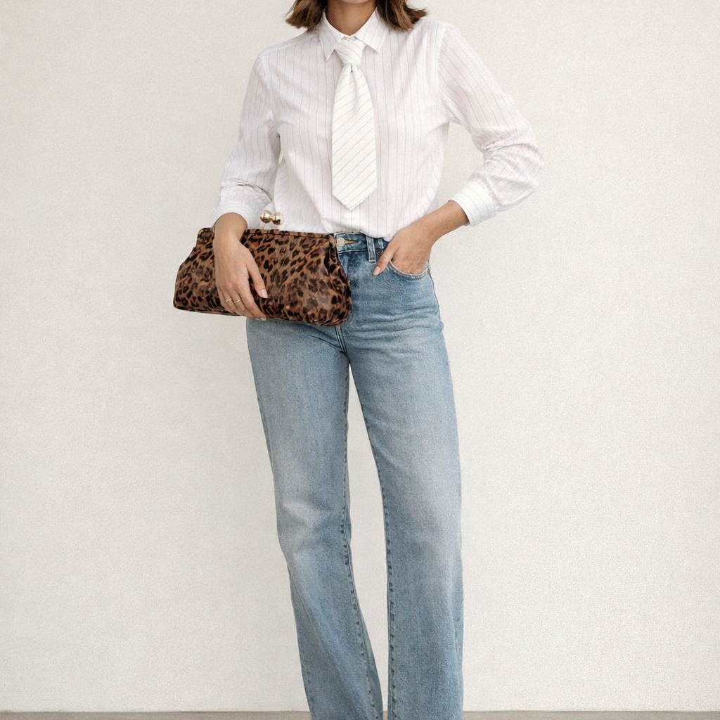 Emma - White Stripe Shirt & Tie