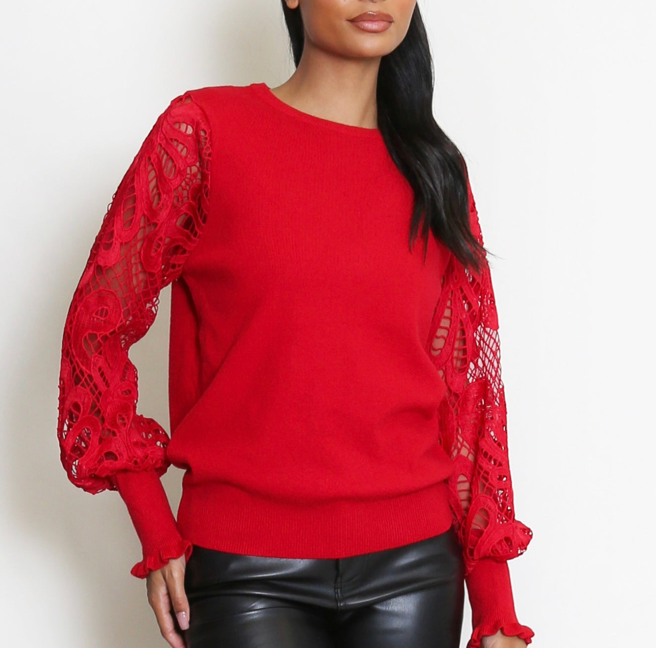 “Amanda” Crochet Sleeve Knit