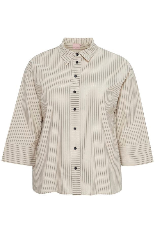 3/4 Sleeve Pinstripe Shirt By Simple Wish
