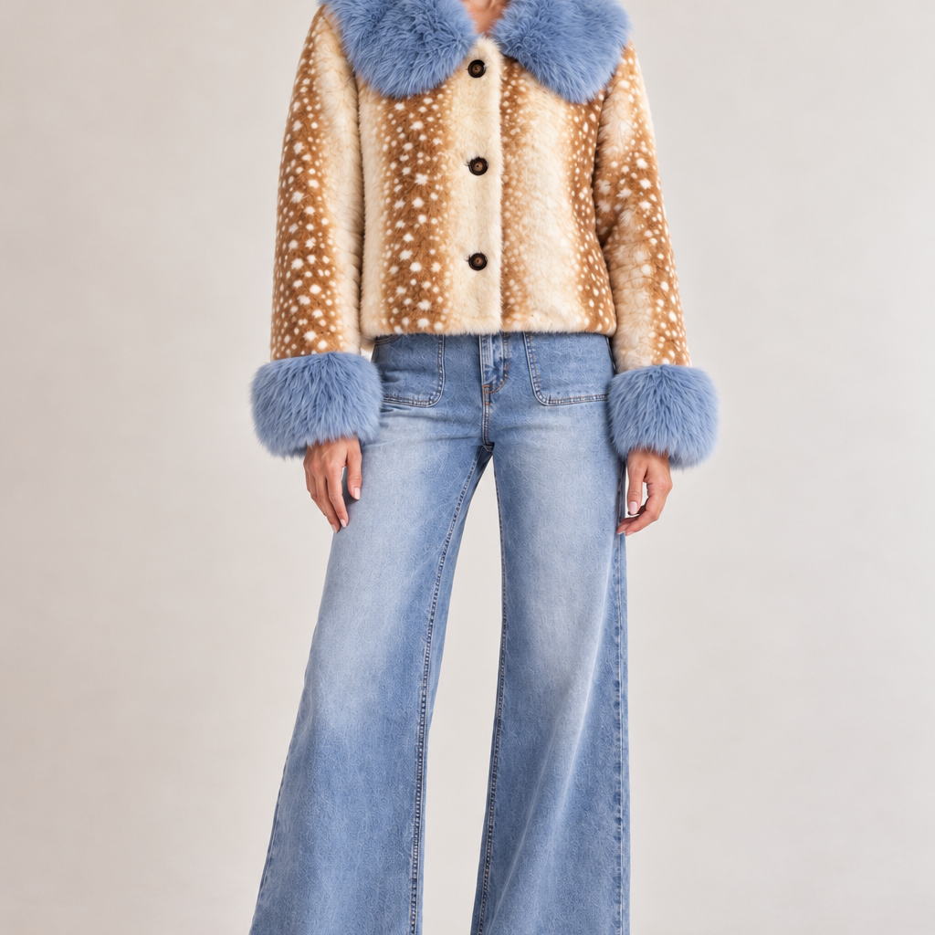 Deer Print Fur Jacket