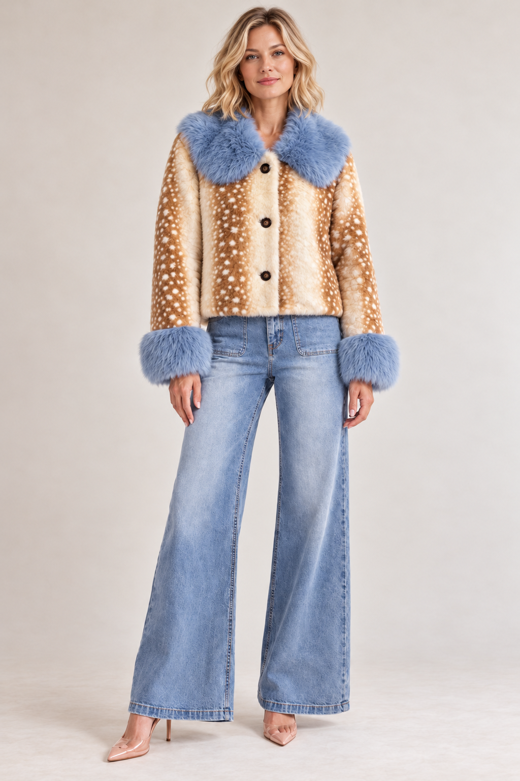 Deer Print Fur Jacket