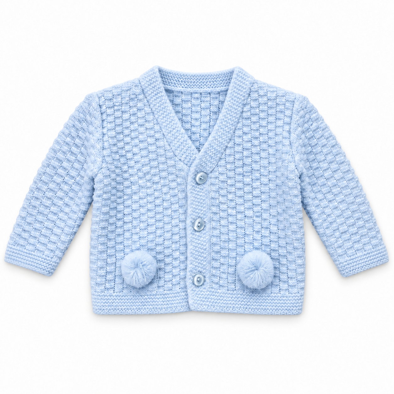 Blue Pom Cardigan