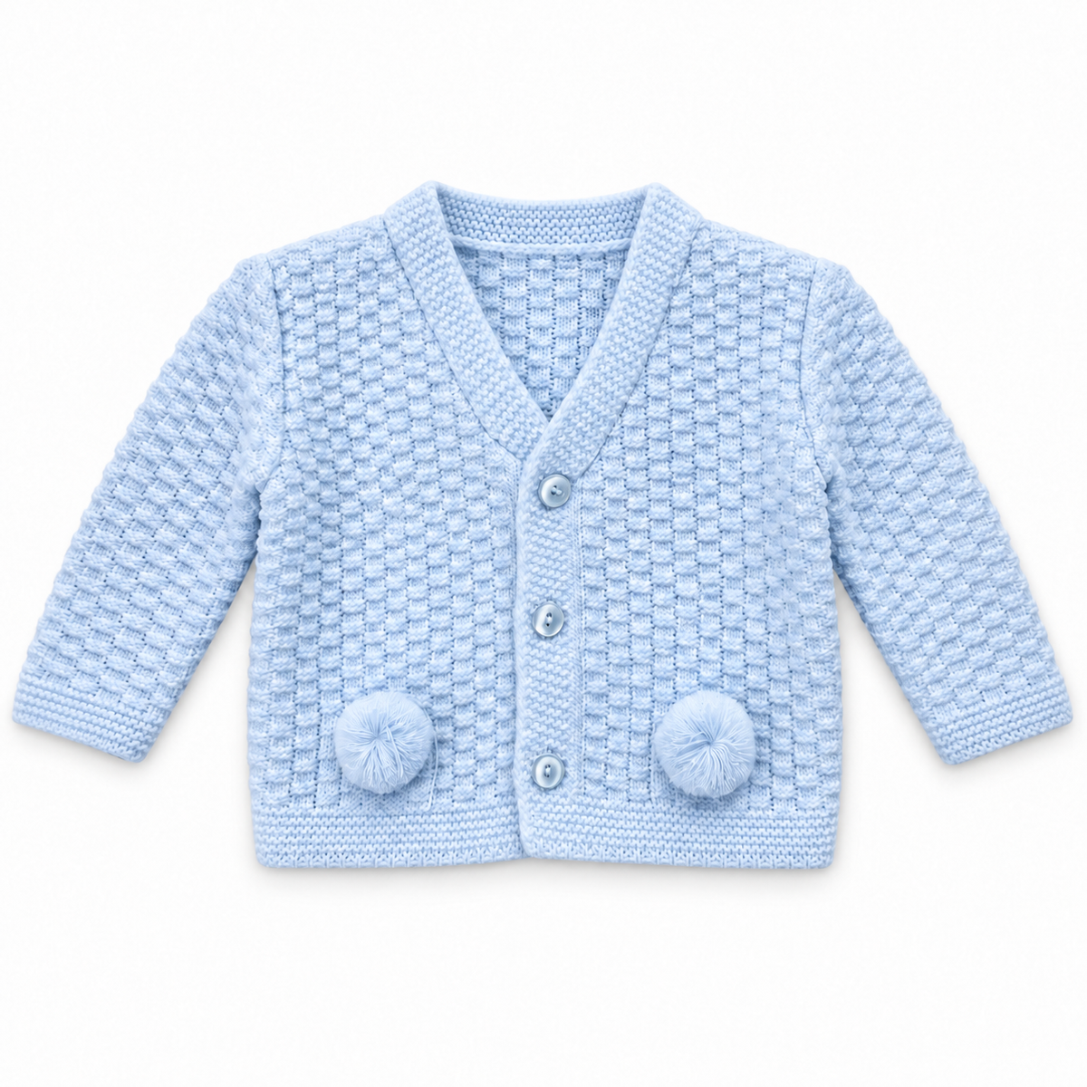 Blue Pom Cardigan