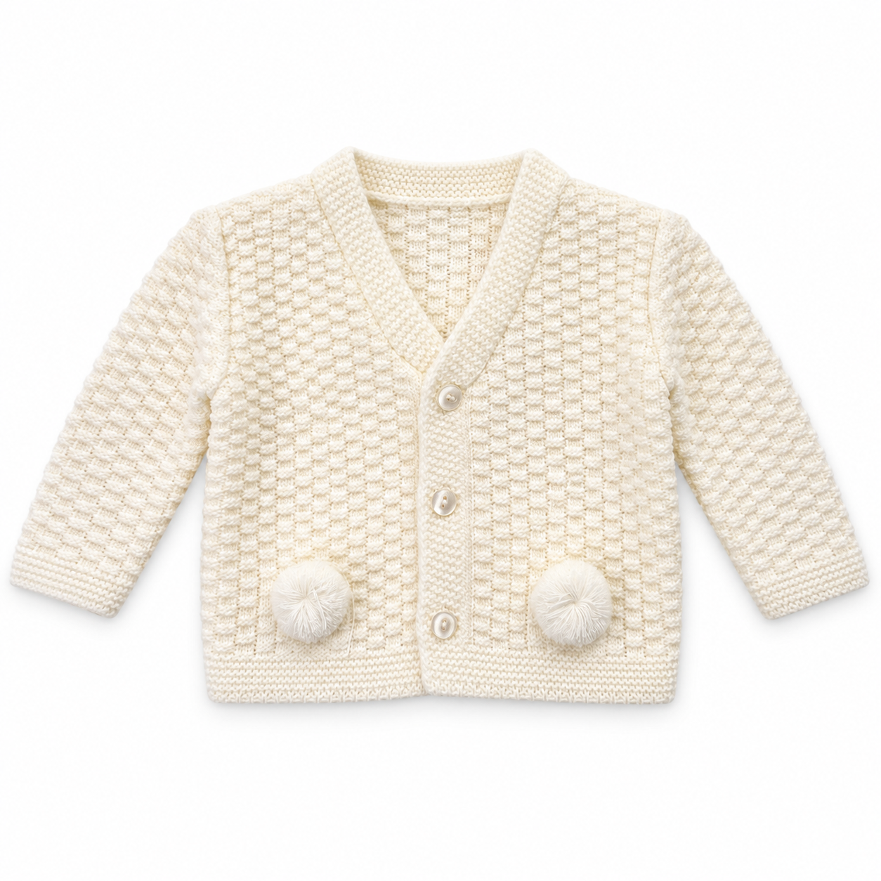 Cream Pom Cardigan