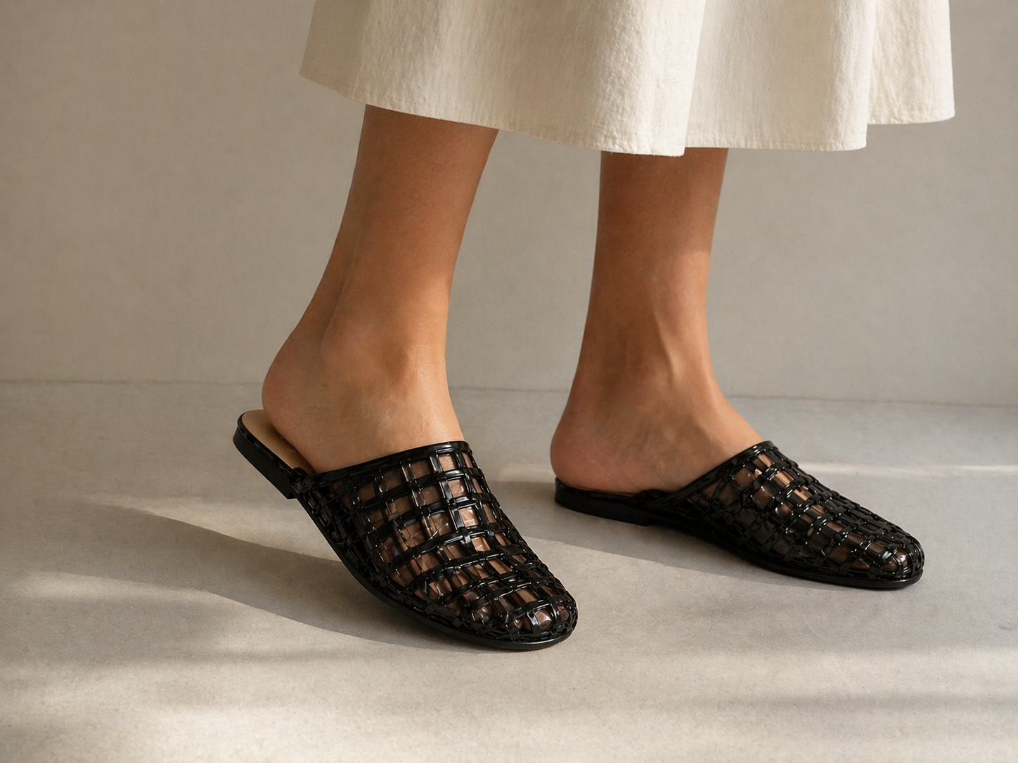 Jelly Bean Woven Mule Flats