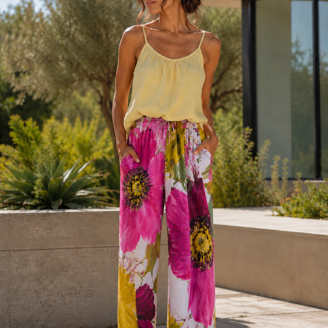 Tess-Floral Wide Leg Trousers