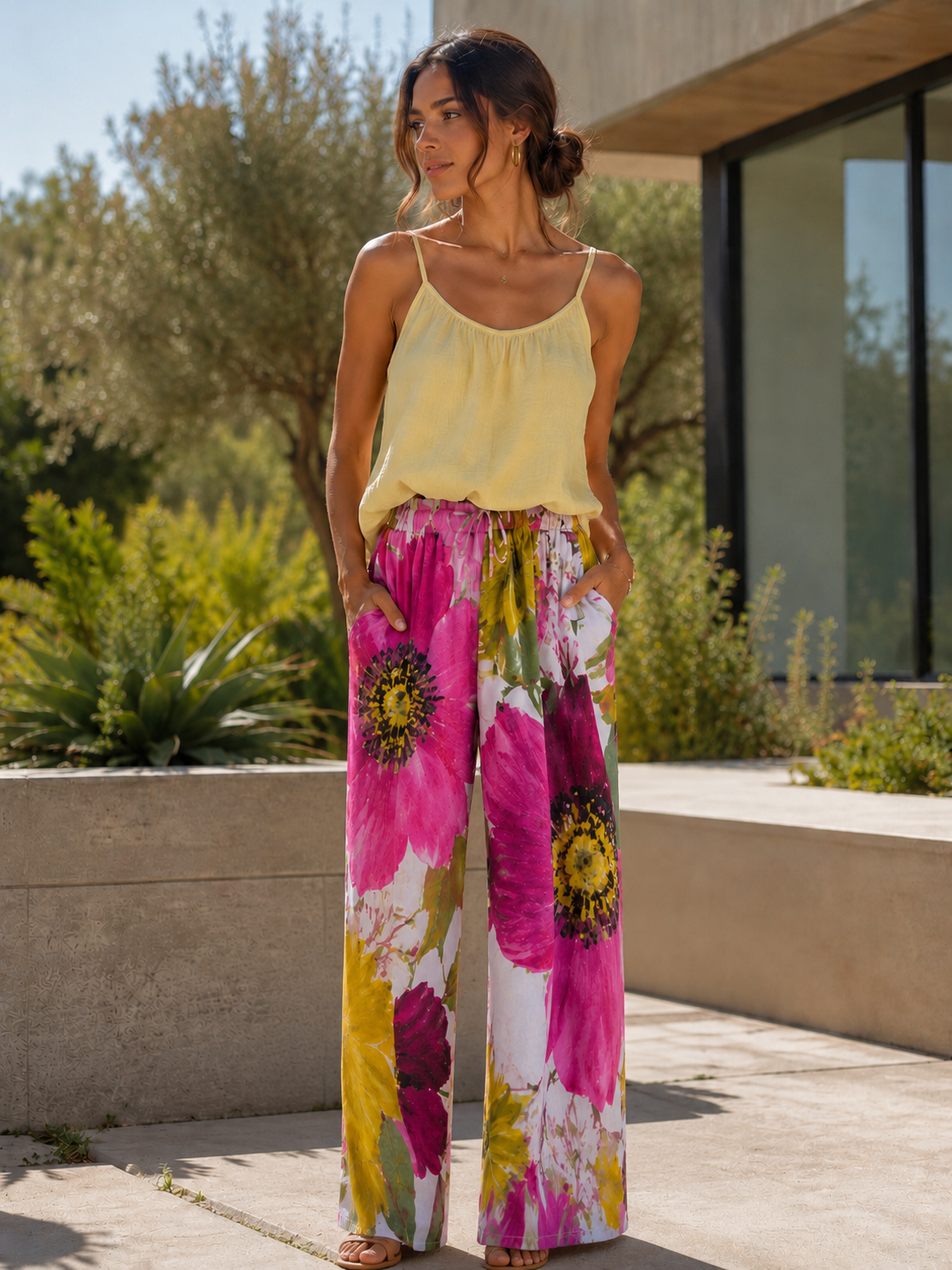 Tess-Floral Wide Leg Trousers