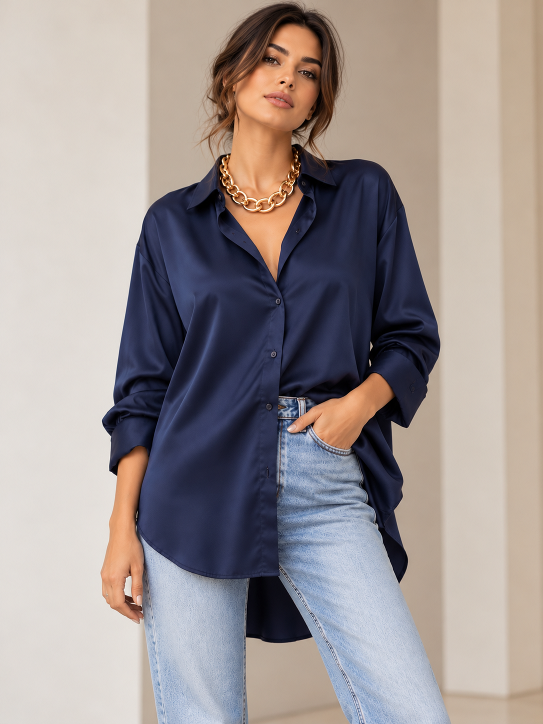 Amara - Satin Oversized Shirt
