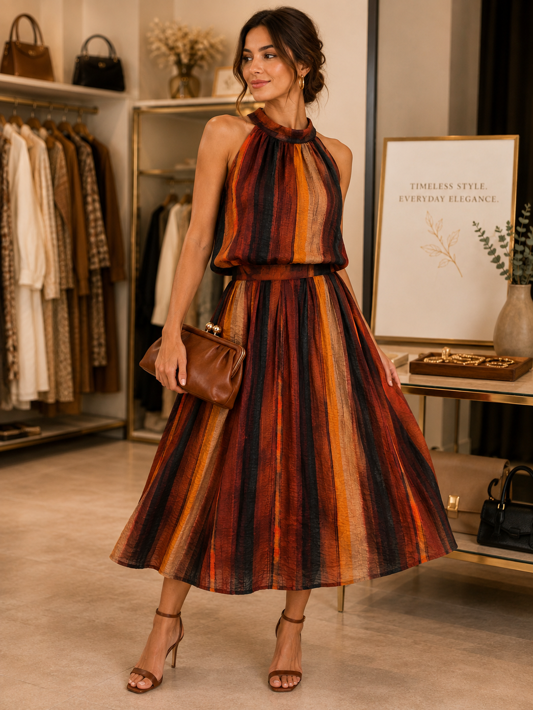 Amber - Striped Midi Skirt