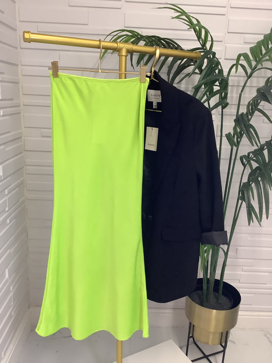 “Jill” Lime Bias Skirt