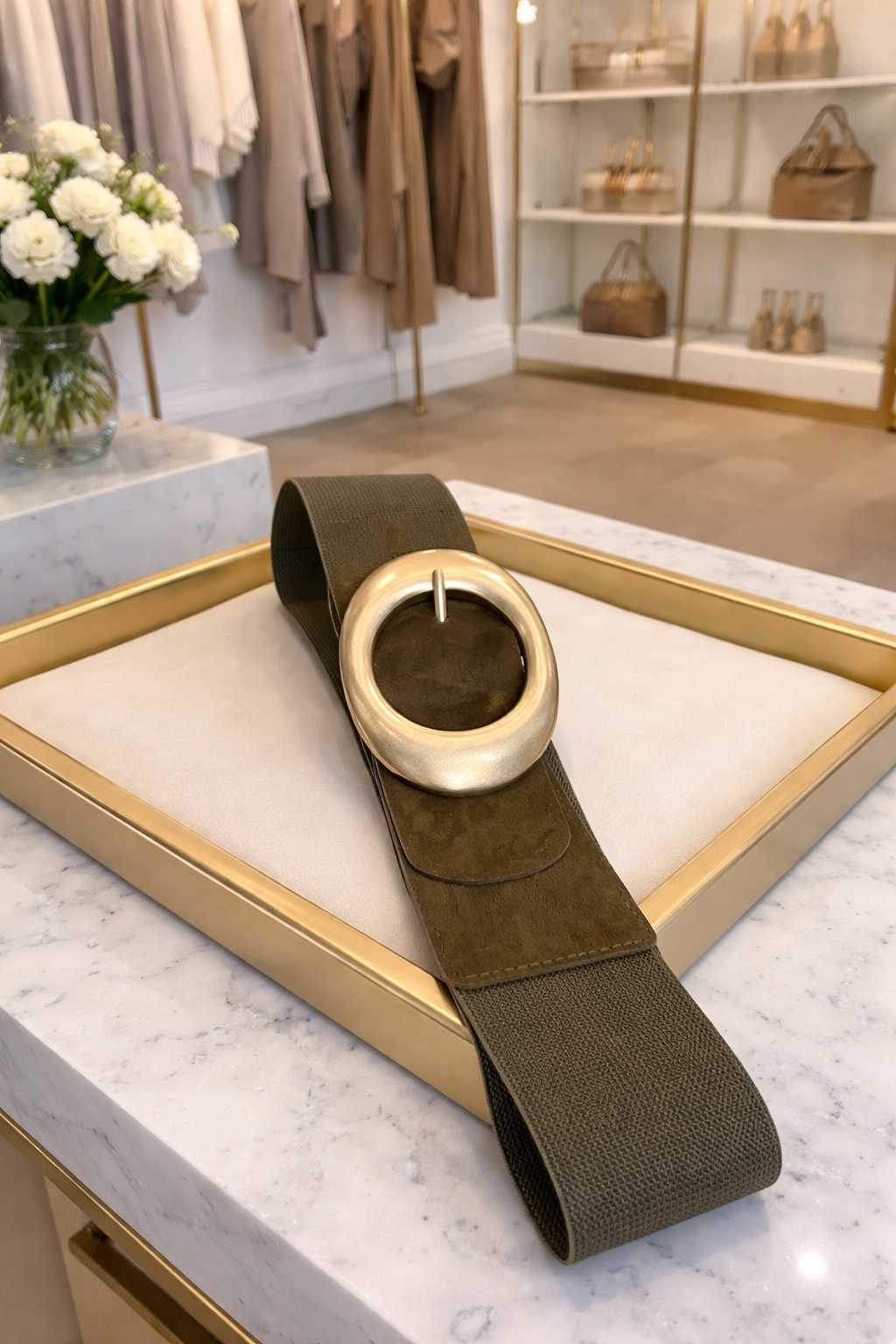 Millie- Khaki Stretch Belt