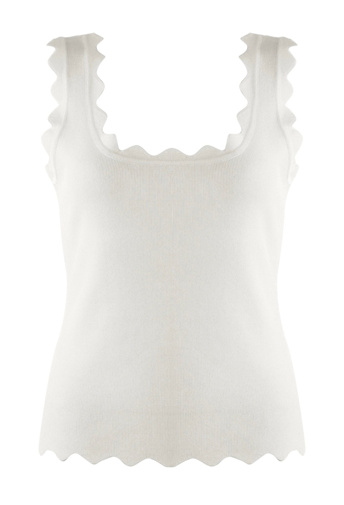 Scalloped Hem Fine Knit Top