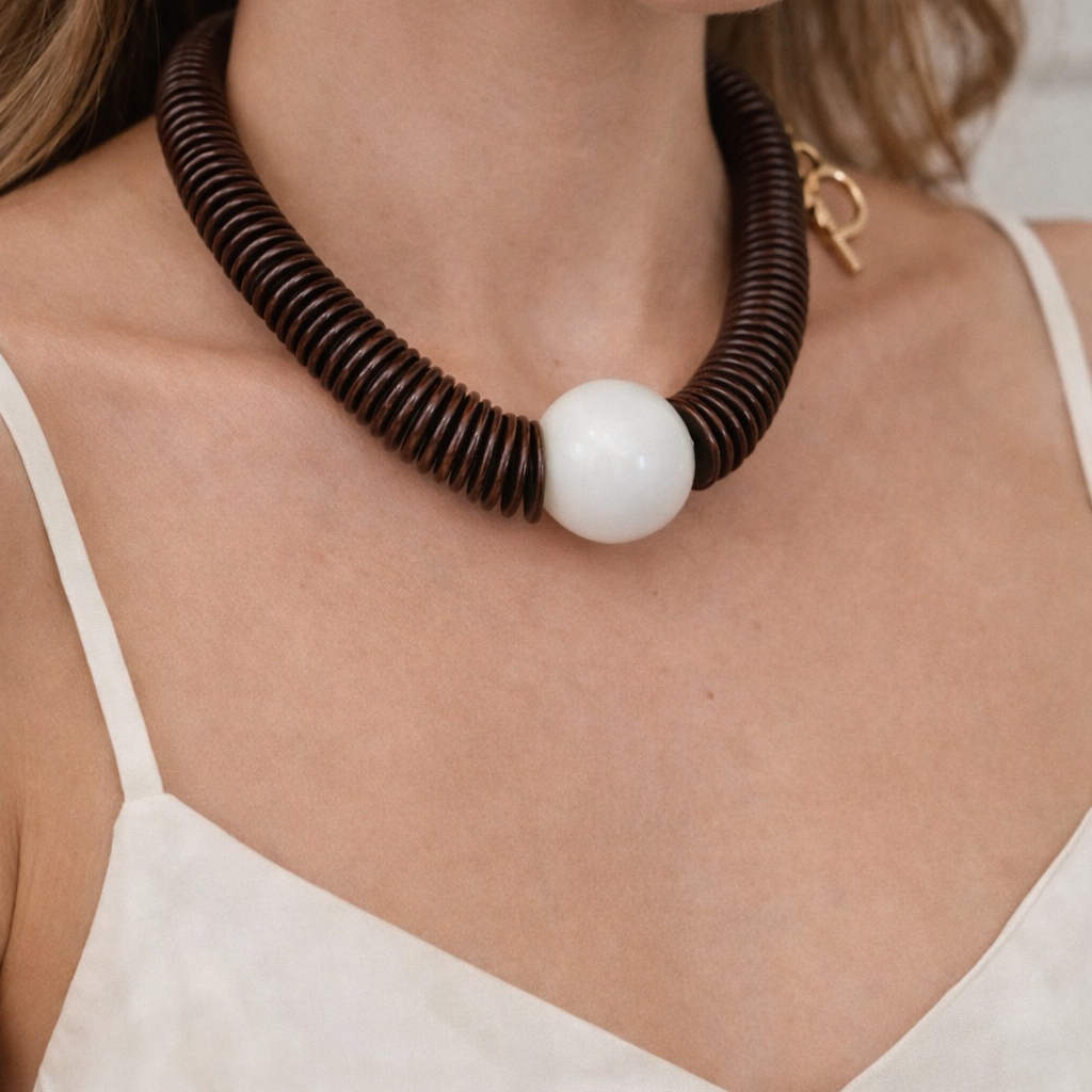 Yasmin - Brown Statement Necklace