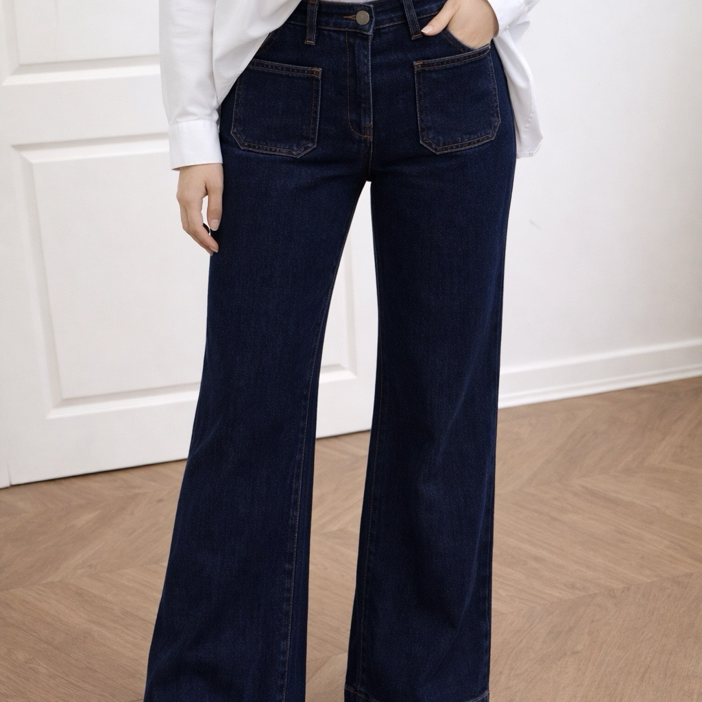 High-Rise Flared Indigo Jeans