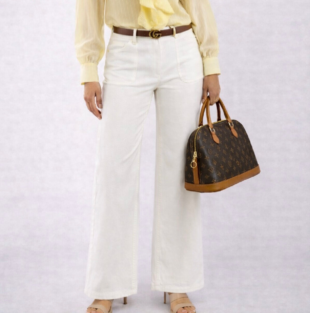 Toxik - White Patch Pocket Wide Leg Jeans