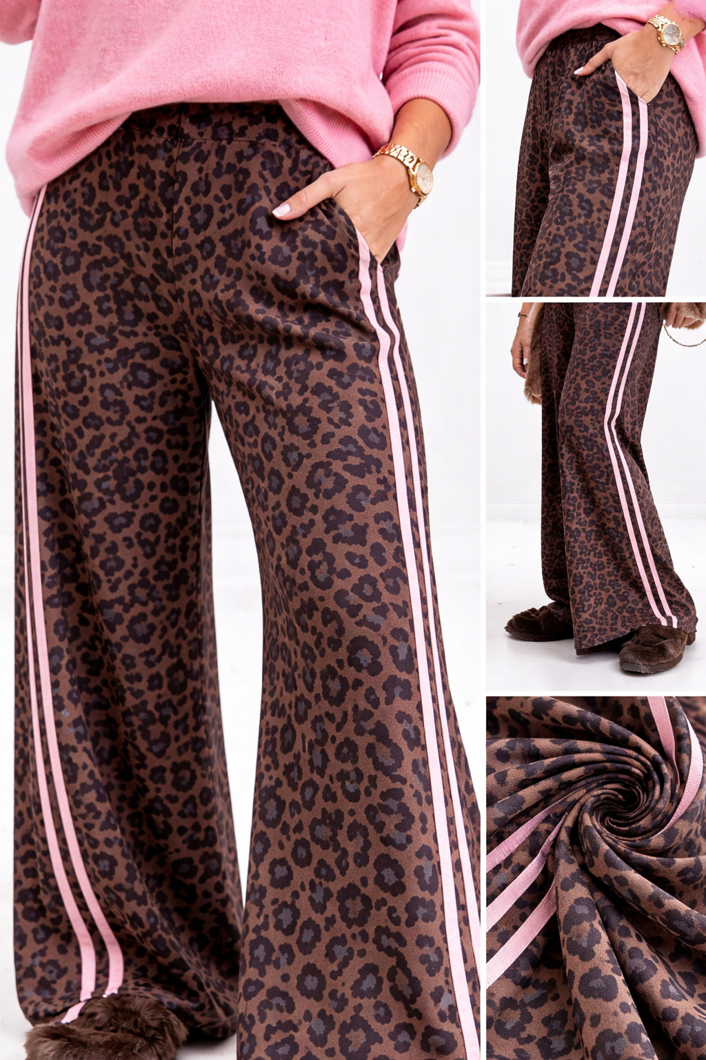 Sasha - Leopard Stripe Wide Leg Trousers