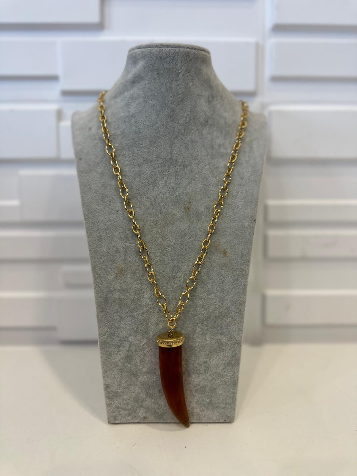 Long Gold Statement Chain with Horn of Plenty