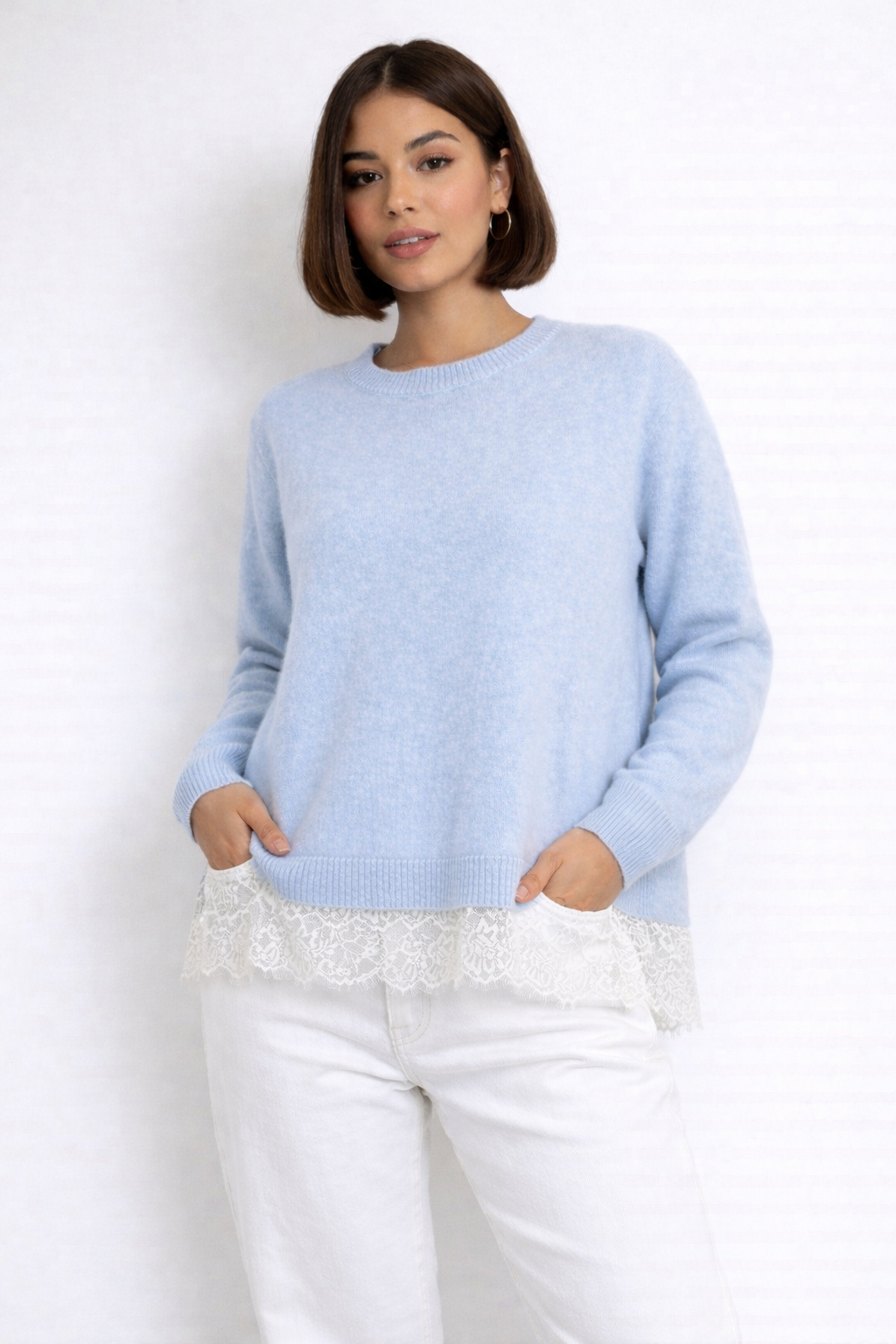 Pastel Lace-Hem Jumpers