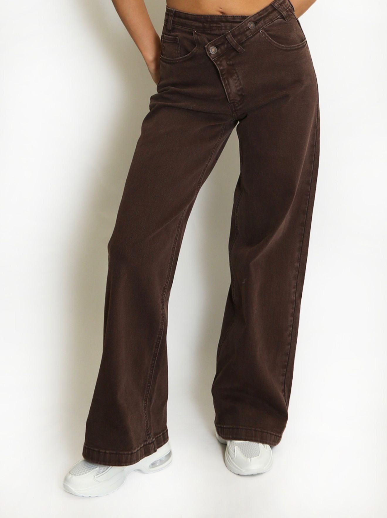 Asymmetric Button Front Jean