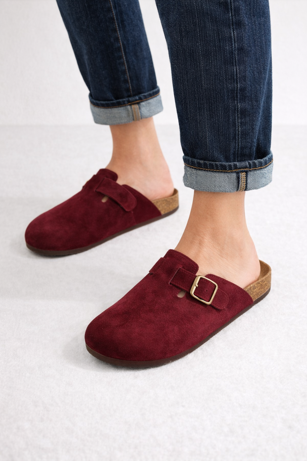 Polly - Wine Suede Sliders