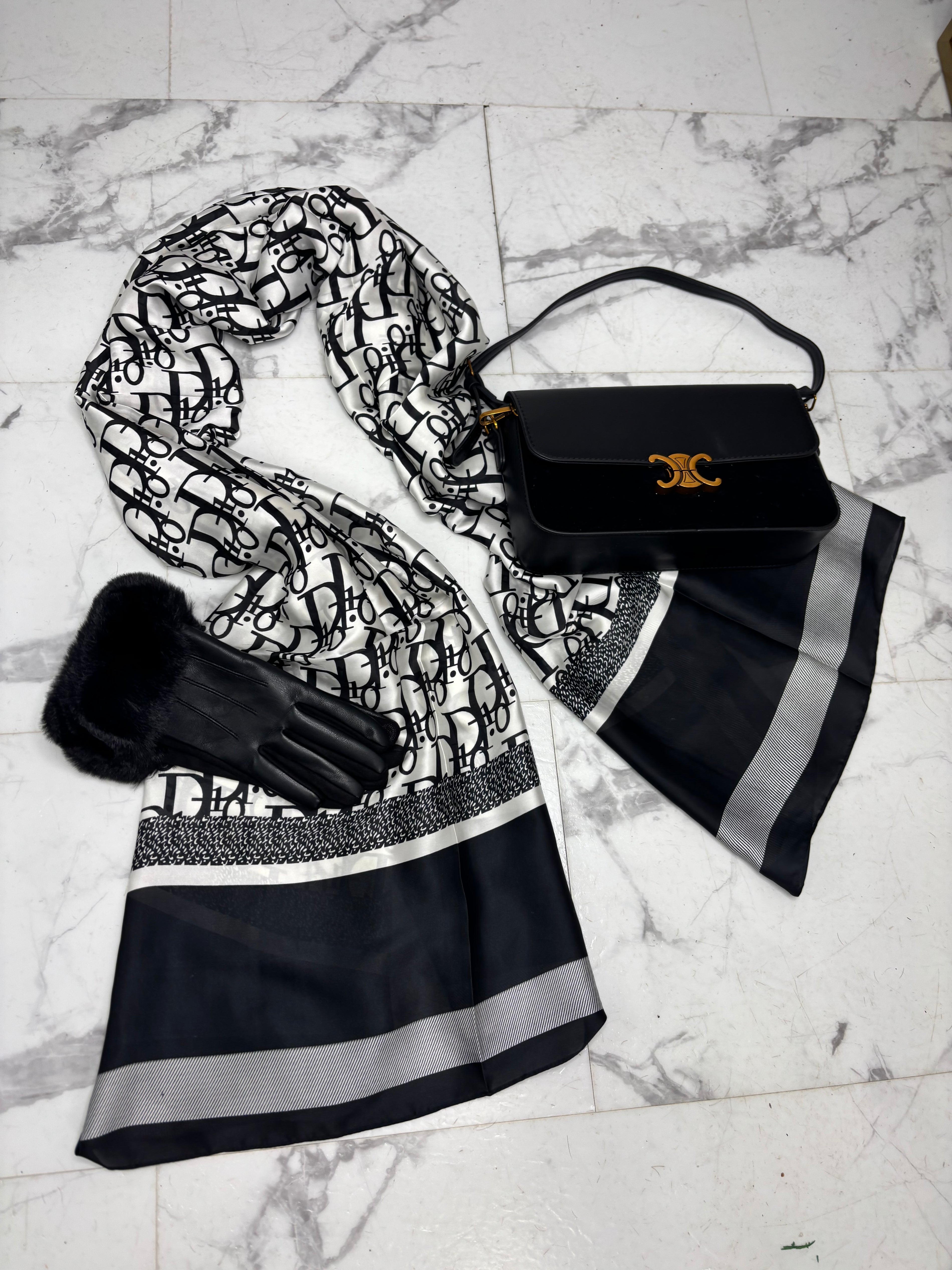 “Dee” Black Silk Feel Scarf