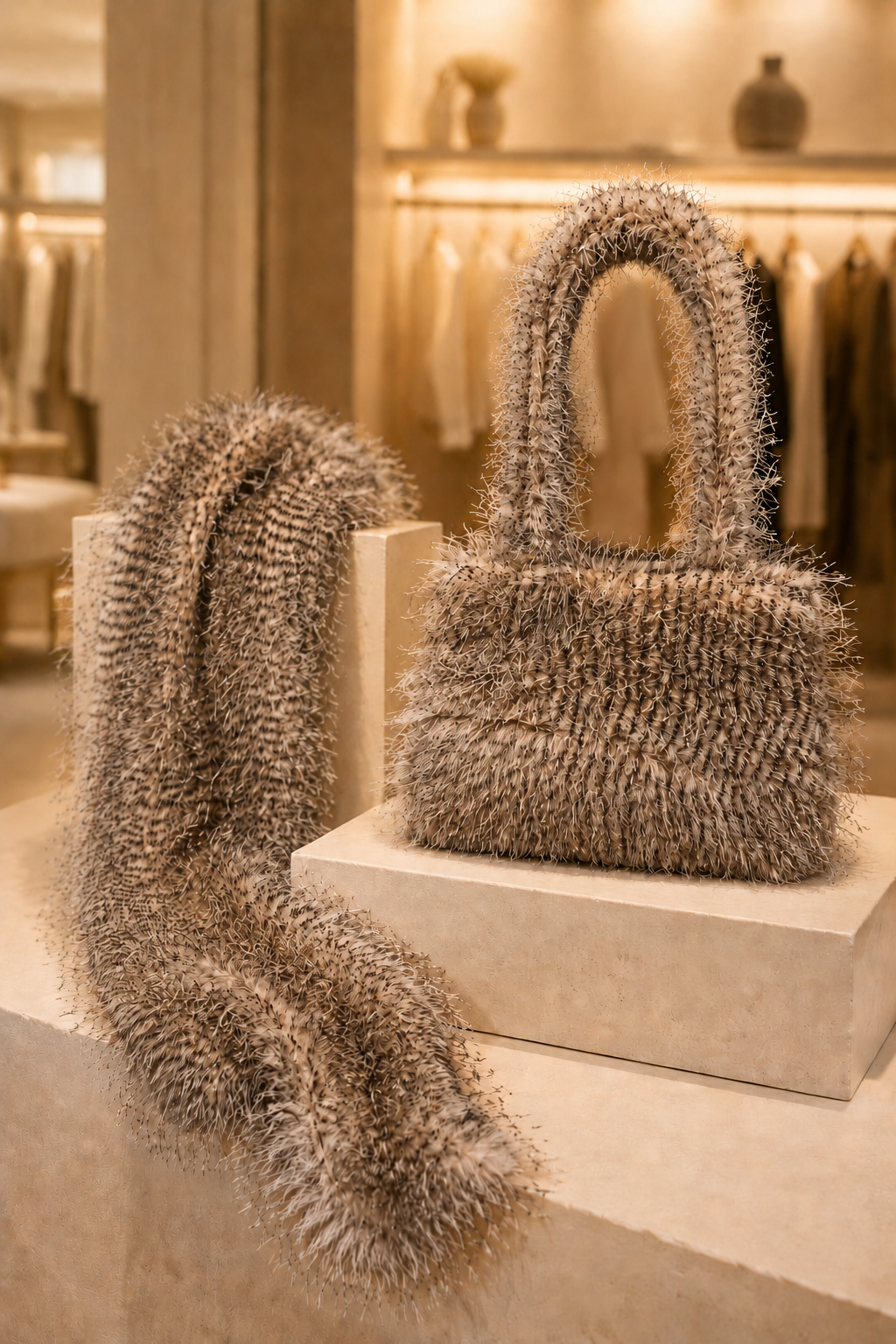 Ostrich Feather - Matching Set (Scarf & Bag)