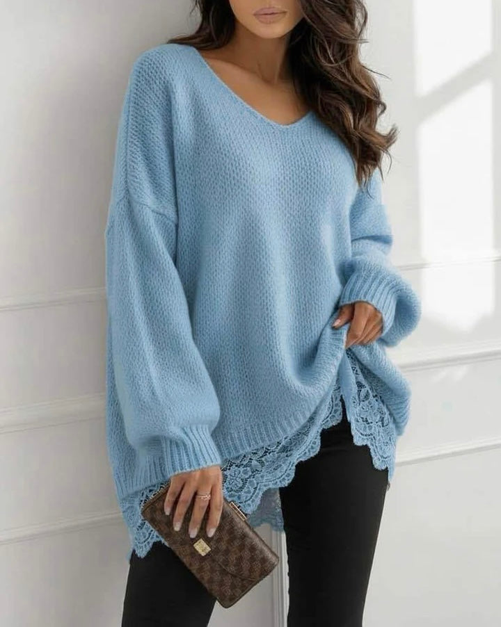 Joanne - Lace Hem Oversized Knit Jumper